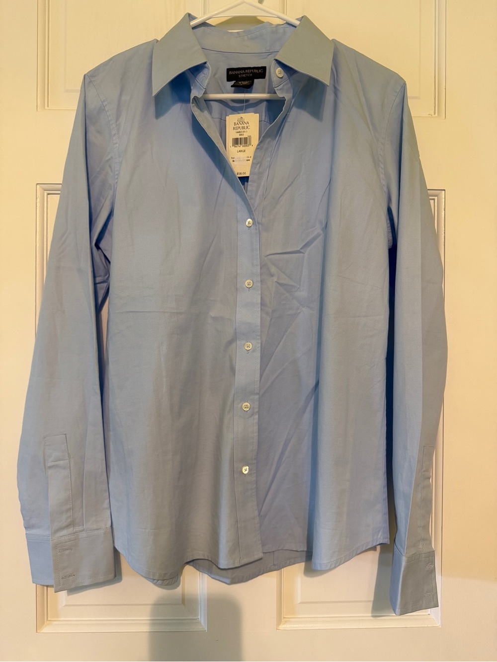 NWT Banana Republic Stretch Light Blue Mens Button-Down Dress Shirt